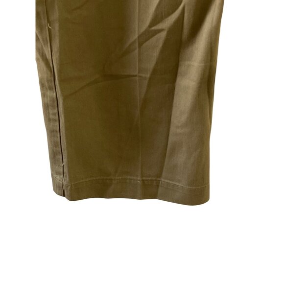 Wide-Leg Olive Green High-Rise Cotton Blend Jeans For Women Casual Relaxed Fit - Picture 7 of 16